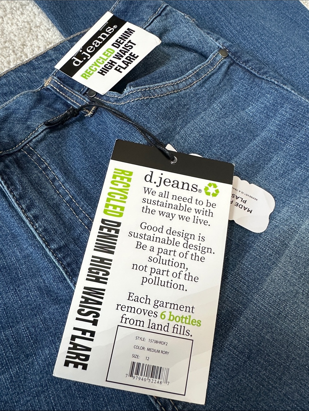 d. Jeans Recycled Denim High Waist Flare Jeans NWT - Picture 5 of 11